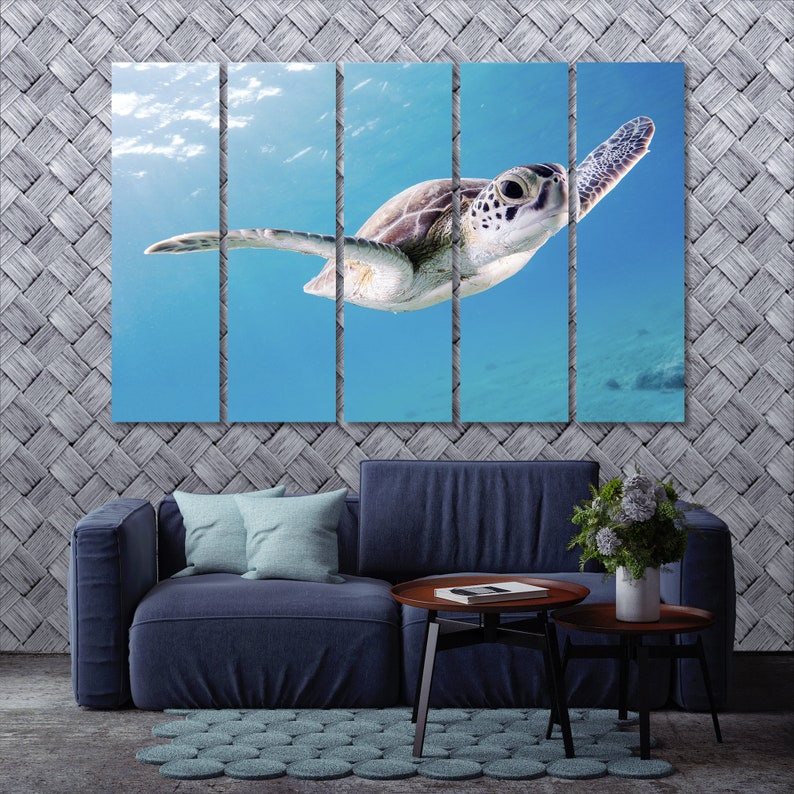 Sea Turtle Canvas Wall Art Underwater Life Print Art Etsy