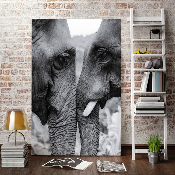 Canvas print art of Elephants, Elephants extra large wall decor, Elephants home decor, Elephants wall hanging, Elephants canvas art