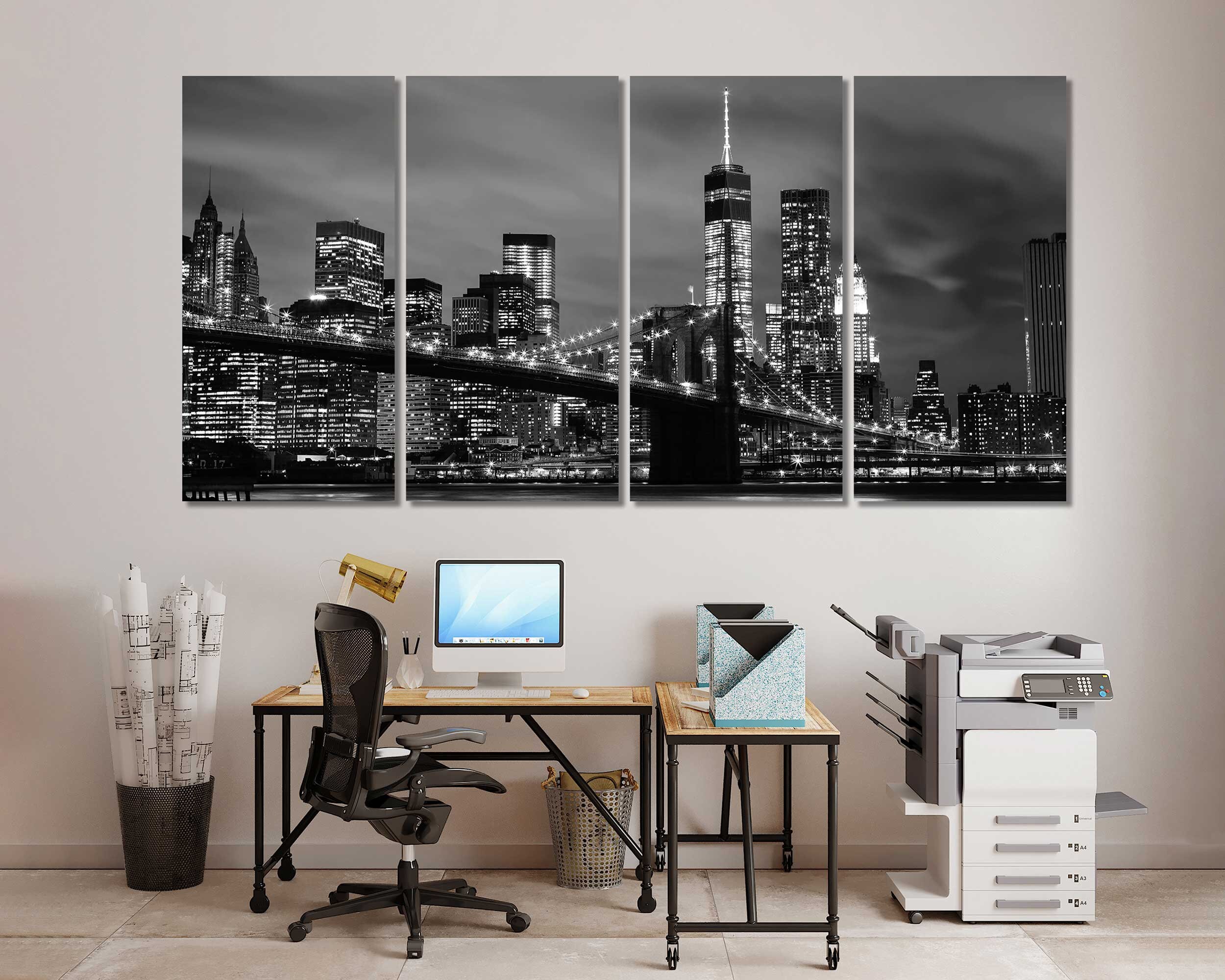 New York City Skyline Photography Print – Manhattan Night Wall Art ...