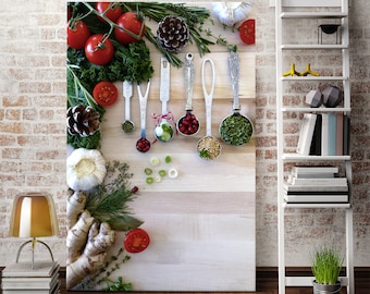 Spice Stylish Wall Art for Kitchen, Spices Wall Decor, Kitchen Wall Art, Spices Print Canvas, Art for Dining Room, Cooking Art on Canvas