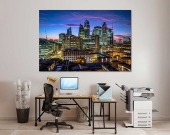 Ensemble de toiles représentant la ville de Londres, décoration murale de bureau londonien, grand art mural londonien, art sur toile londonien pour le salon, impression de décoration intérieure londonienne