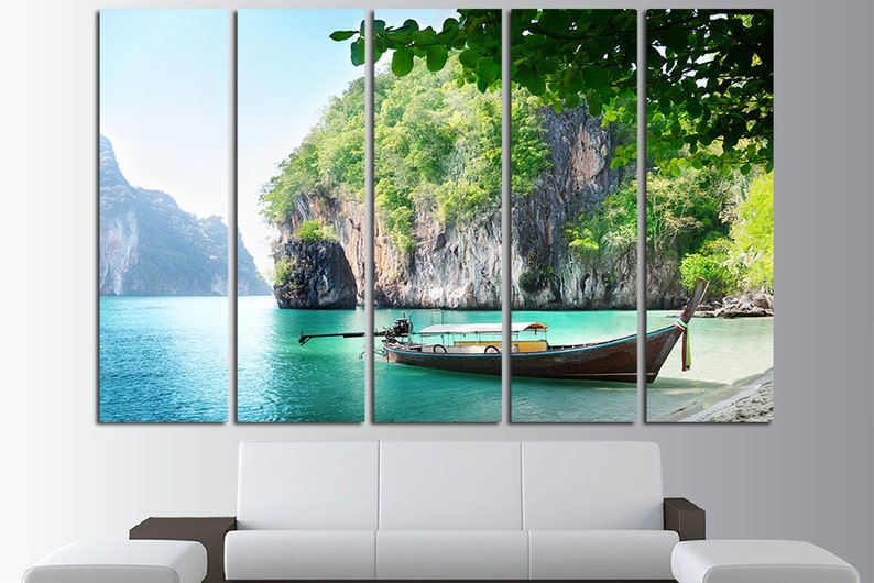 Plage toile art prints pour votre salle de bains-set de 4-caraïbes paysage