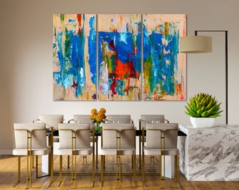Abstract Wall Art Canvas Print, Contemporary Colorful Gallery Wrapped Canvas for Living Room