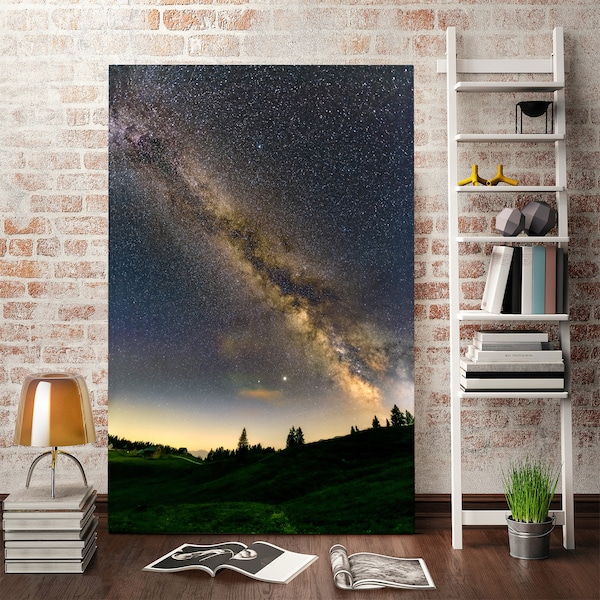 Milky Way Galaxy painting for living room, Evening Sky popular art for wall, Starry Sky creative wall decor, Landscape painting on canvas
