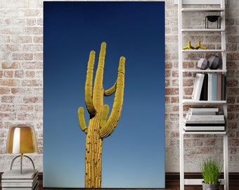Stampa di cactus Saguaro, decorazione murale del deserto, fotografia naturalistica dell'Arizona, arredamento minimalista del sud-ovest