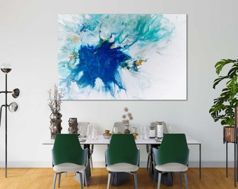 Canvas Set of Marble Modern Abstract Art, Blue Abstract Wall Decorating Ideas with Pictures for Home, Acrylic Abstract Art for Wall Decor