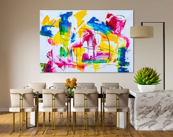 Färgglad abstrakt väggkonst canvas set för kontor och vardagsrum