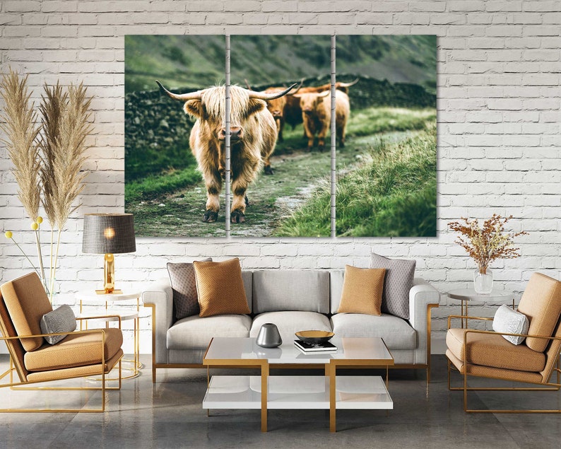 Canvas Set of Longhorn Bull Highland Cow Wall Art Longhorn Etsy