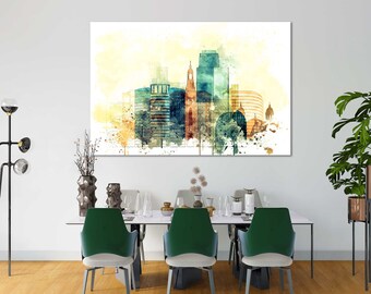 San Jose Watercolor Canvas Wall Art, Ready to Hang Cityscape Decor for Living Room, Bedroom, Office