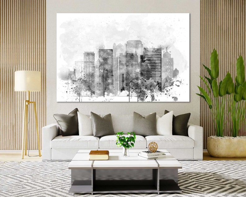 Birmingham Alabama Watercolor Canvas Wall Art Birmingham Alabama Skyline Living Room Wall Decor Birmingham Alabama Bedroom Wall Decor Art image 4