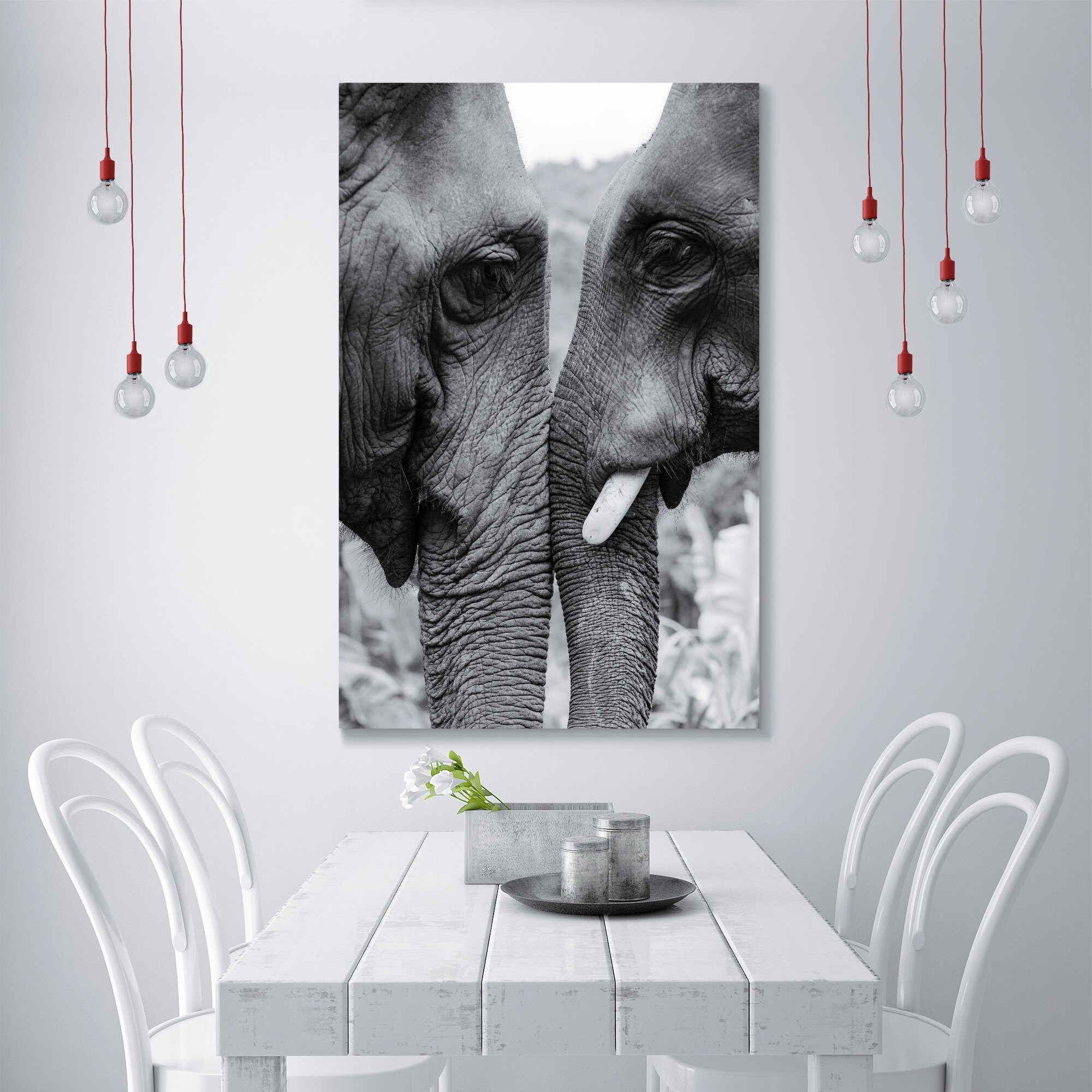 Canvas Print Art of Elephants Etsy
