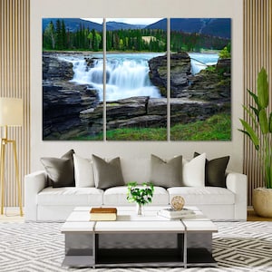 Canvas Set of Beautiful Waterfall Living Room Wall Art Waterfall Wall Decor Art Print Waterfall Large Wall Art for Home and Office Canvas