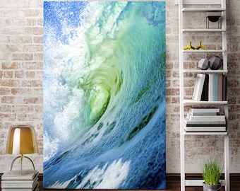 Ocean Wave Wall Decor Art, Big Wave Print Canvas, Sea Wave Painting on Canvas, Seascape Art for Wall, Nautical Decor for Interior, Blue Art