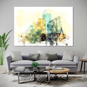 Valencia Watercolor Canvas Prints Wall Art Valencia Skyline Canvas Living Room Wall Decor Valencia Bedrooms Canvas in Modern Style