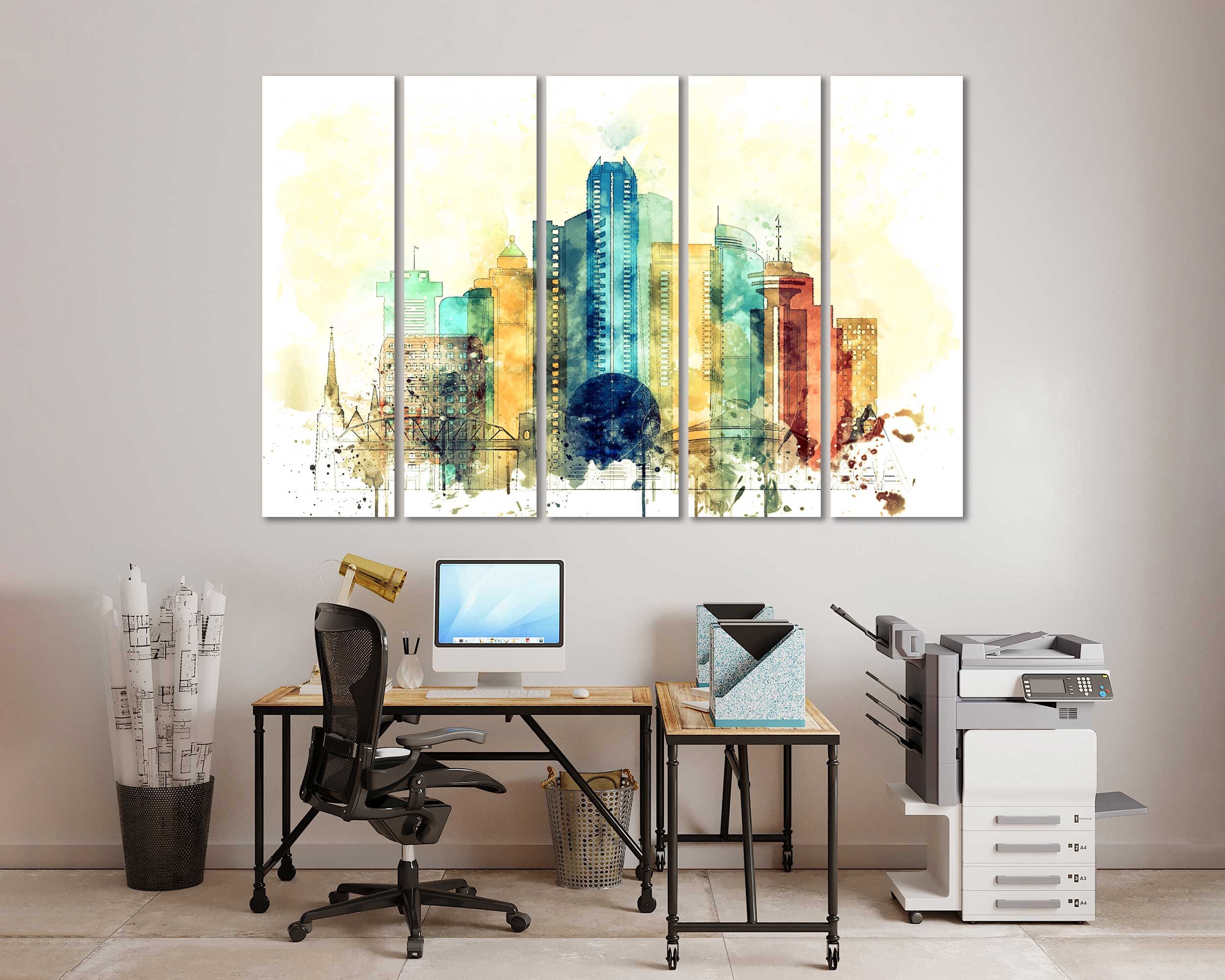 Vancouver Watercolor Canvas Prints Wall Art Vancouver Skyline Etsy UK