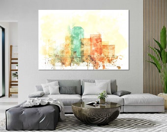 Lexington Kentucky Watercolor Skyline Canvas Wall Art