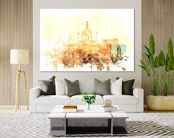 Concord Watercolor Cityscape Print, New Hampshire State House Wall Art, Historic Downtown Poster