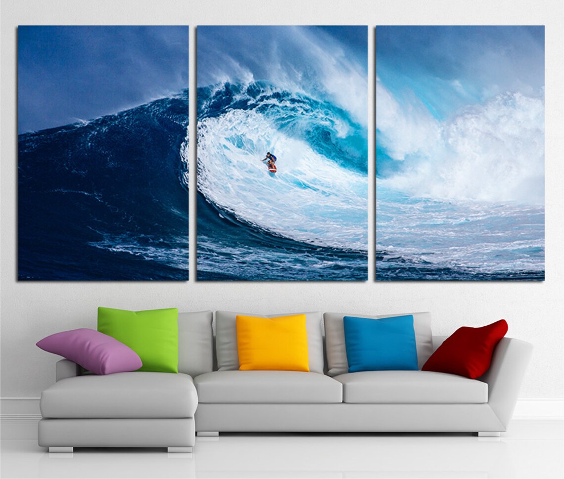 Surf Wall Art 3 Panels Canvas Set Surf Wall Decor Surf Canvas Etsy