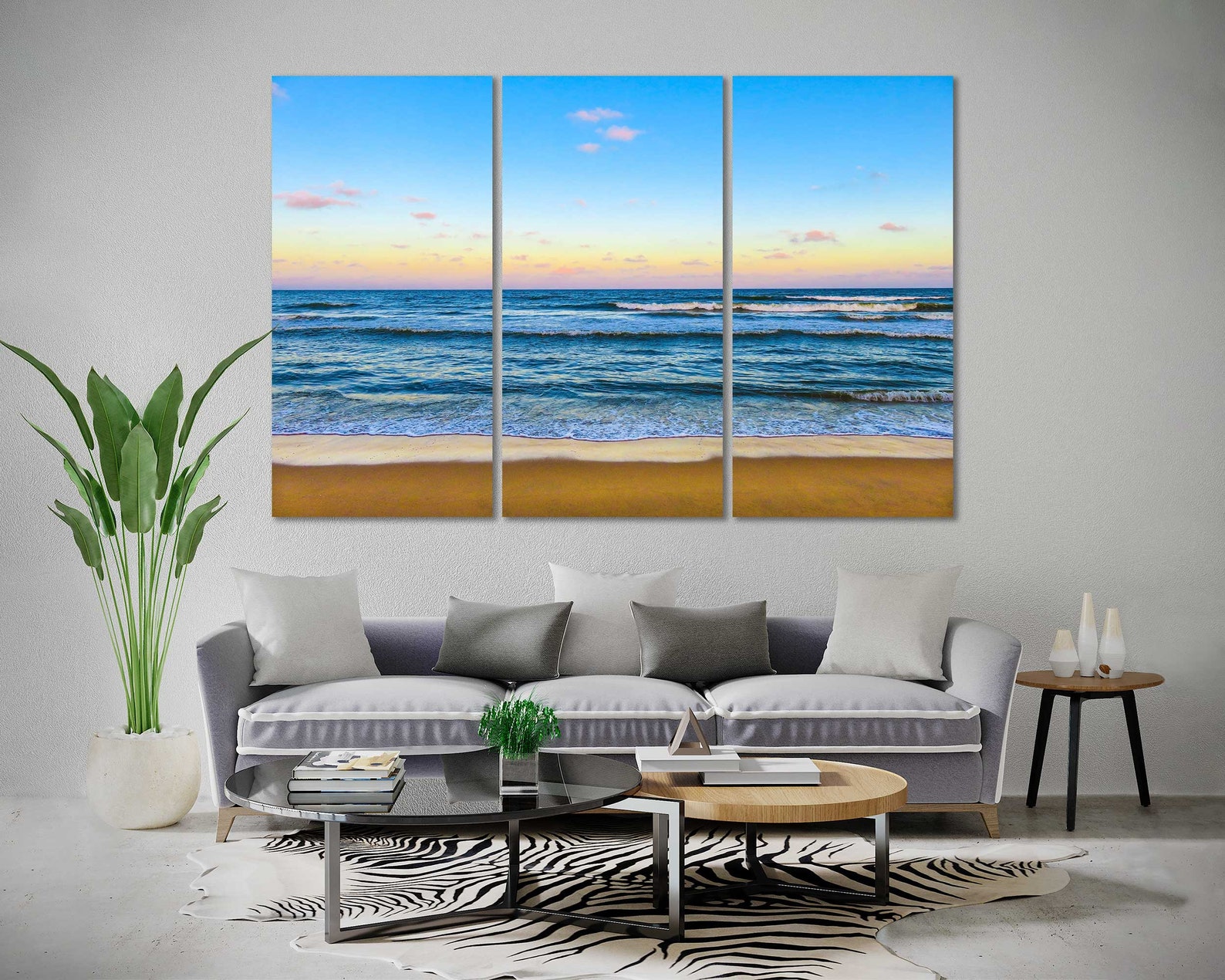 Canvas Set of Beach, Beach Living Room Art, Coast Modern Art Wall Decor ...