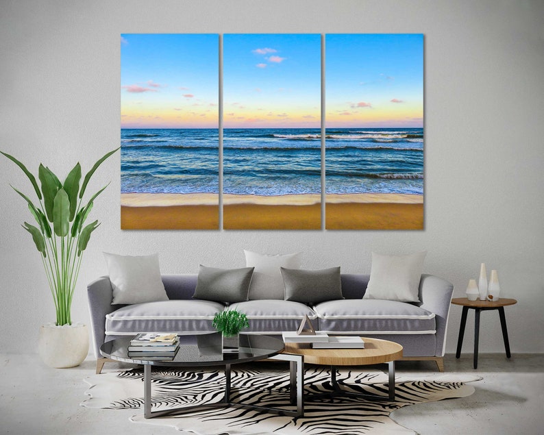Canvas Set of Beach Beach living room art coast modern art | Etsy