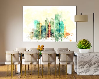 Philadelphia Aquarell Leinwanddrucke Wandkunst Philadelphia Skyline Leinwand Wohnzimmer Wanddekoration Philadelphia Schlafzimmer Dekor Drucke