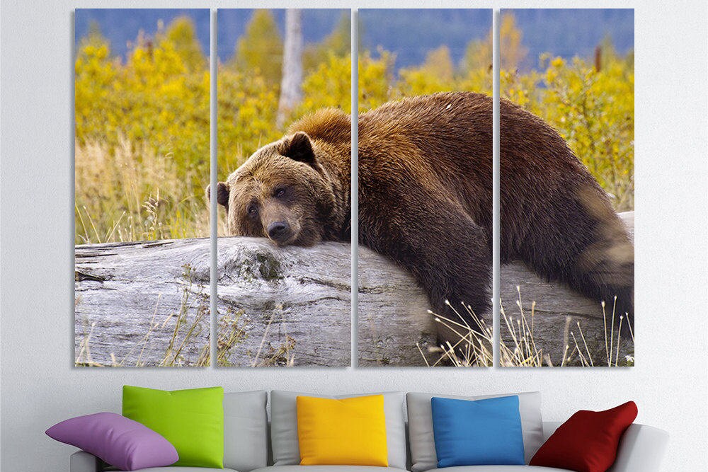 Large Bear Canvas Set Bear Wall Art Multi Panels Set Bear Etsy
