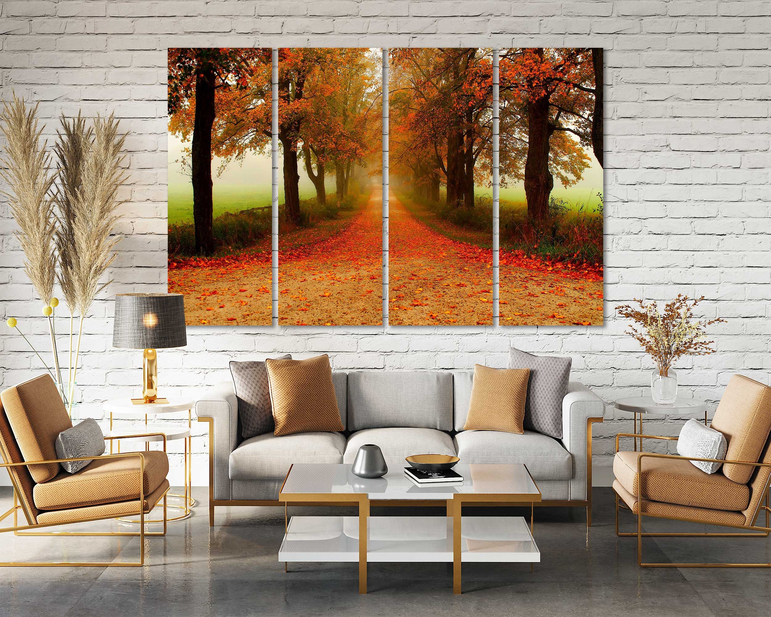 Fall Wall Canvas Set of Autumn Trees, Autumn Canvas Wall Decor, Trees Wall Decor ...