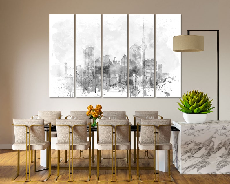 Berlin Watercolor Canvas Art Prints Wall Art Berlin Canvas Living Room Large Wall Art Sets Berlin Bedroom Wall Decor in Modern Style