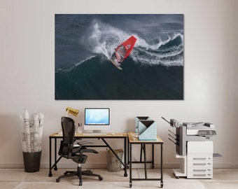 Beach Decor Windsurfing Canvas Print for Coastal Home and Ocean Rooms