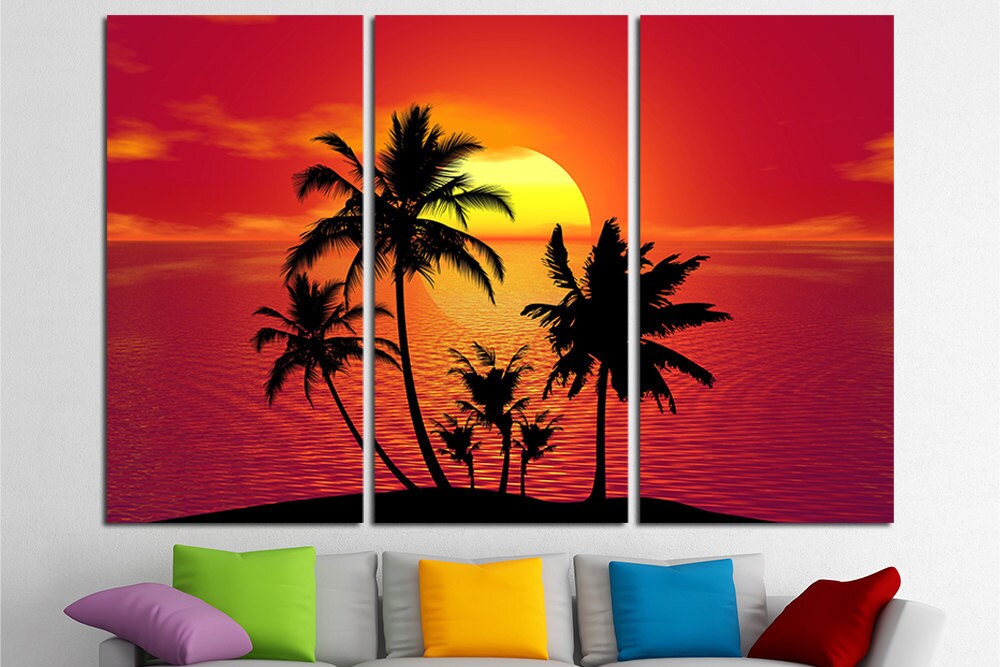 Tropical Large Wall Art Canvas Print Island Beach Ocean View Etsy
