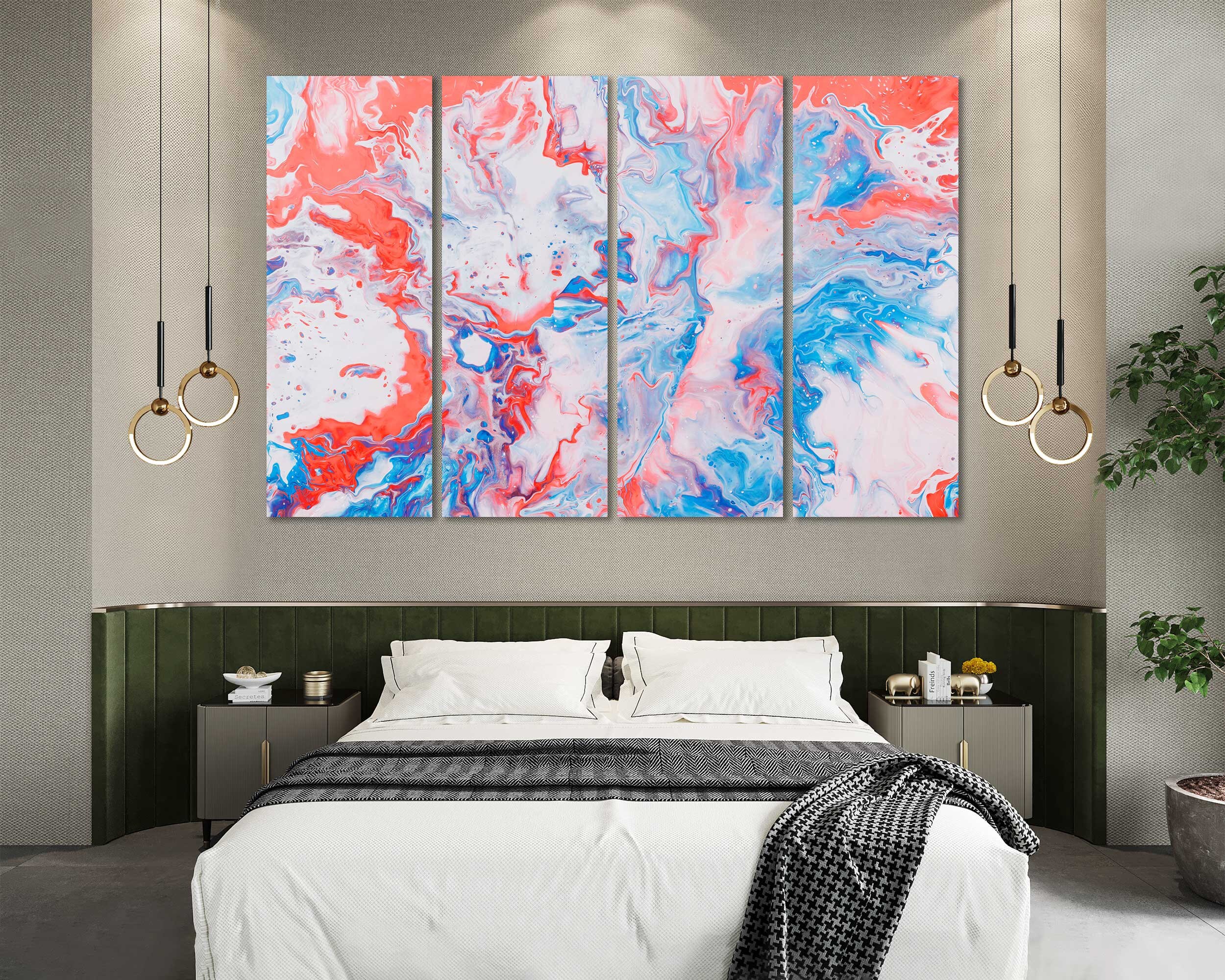 Canvas Set of Modern Abstract Art Abstract Bedroom Wall Art Etsy UK