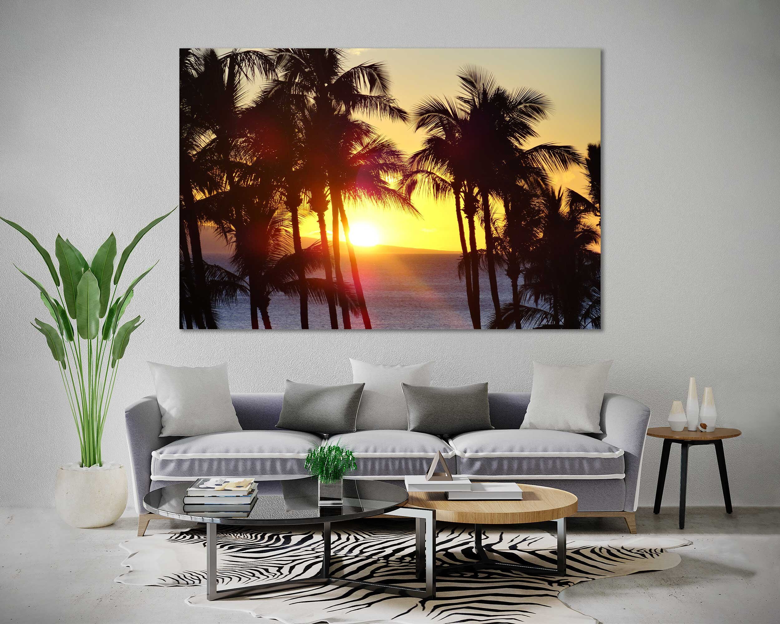 Sunset Tropical Large Wall Art Canvas Print Island Beach Extra Large ...