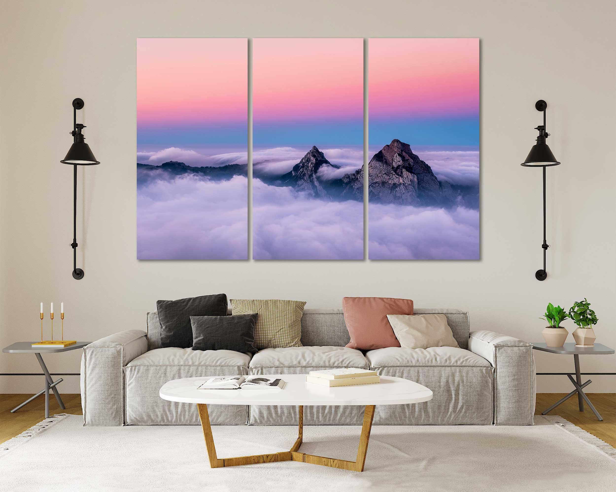 Mountains Landscape Large Decor for Home, Colorful Landscape Painting on  Canvas, Mountains Scenery Picture Print Canvas, Mountains in Clouds - Etsy