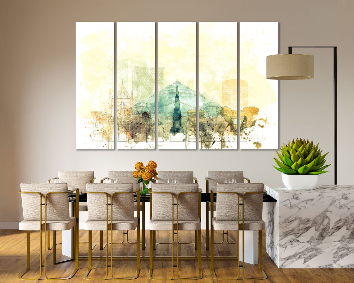 Naples Watercolor Canvas Print Wall Art Set Naples Artwork | Etsy