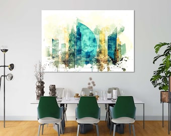 Tableau mural aquarelle représentant la silhouette de Panama City