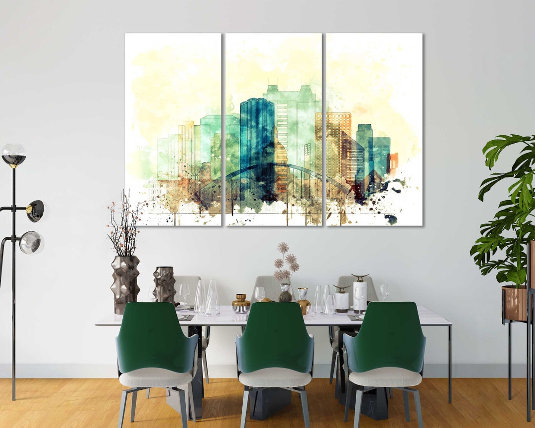 Edmonton Watercolor Canvas Prints Wall Art Edmonton Artwork Living Room