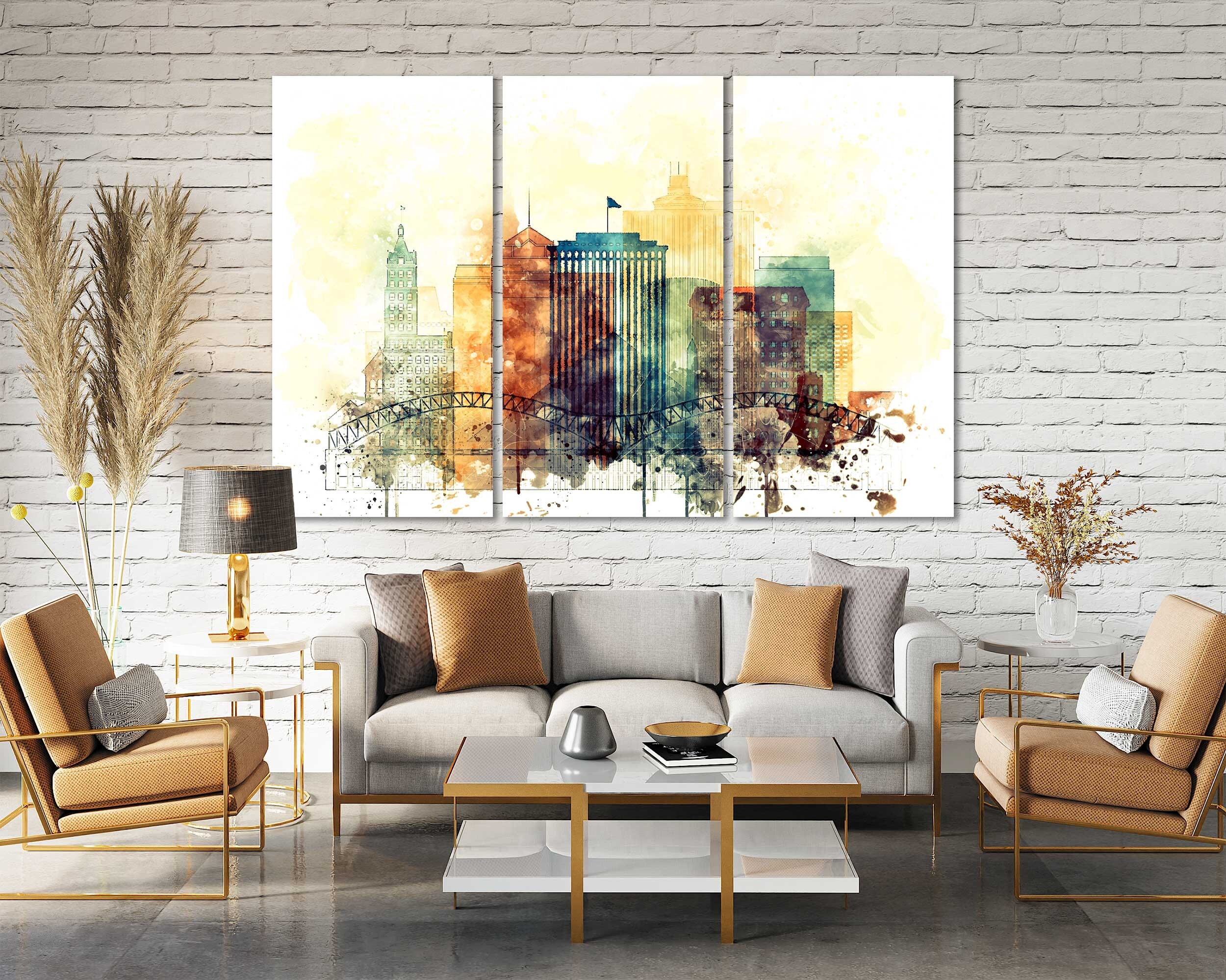 Memphis Watercolor Canvas Prints Wall Art Memphis Artwork Etsy