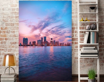 Miami wall art decoration, Florida home goods wall decor, Miami cityscape, Miami print canvas, Miami modern decor, Miami artwork, Miami art