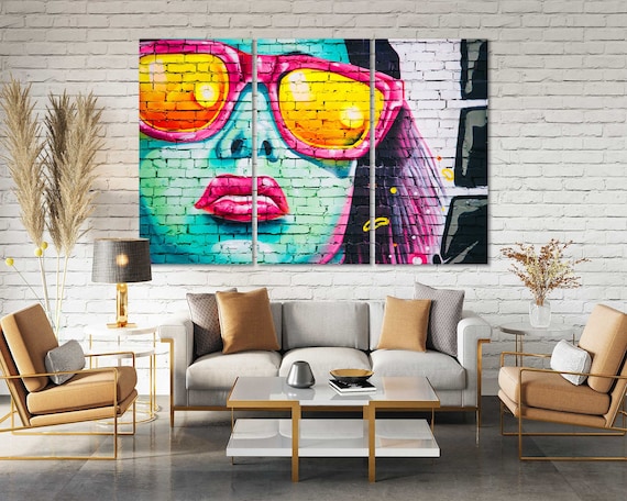 Canvas Set of Graffiti Artwork, Modern Graffiti Wall Decorations 