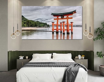 Japan Torii Gate Wall Art – Miyajima Itsukushima Shrine Photo Print | Japanese Landscape Poster, Wabi-Sabi Travel Decor