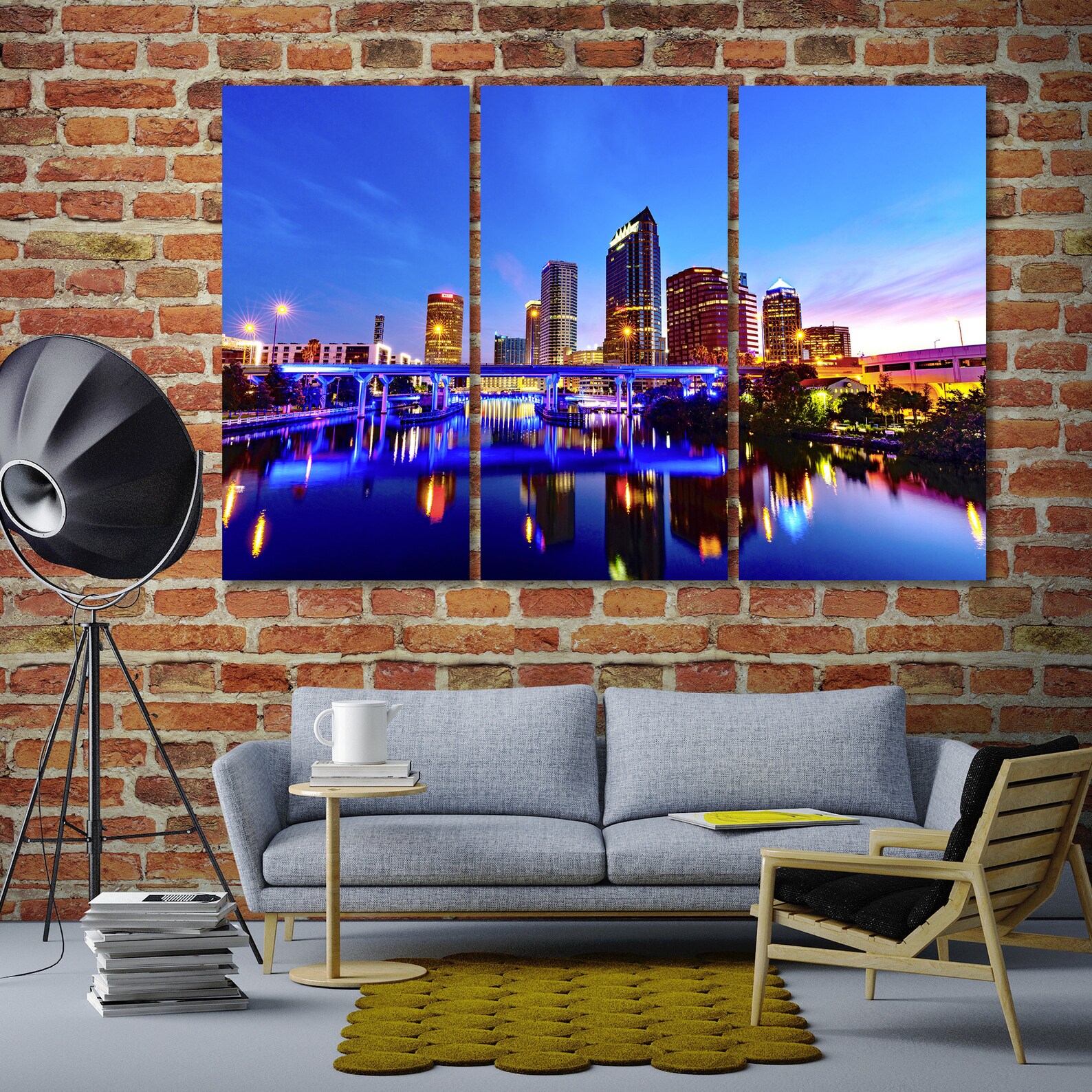 Large Tampa Wall Art Canvas Set Tampa Skyline Tampa Photo Etsy