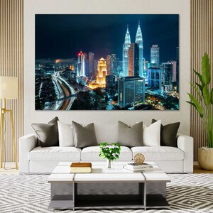 Canvas set of Kuala Lumpur, Malaysia Print Wall Decor, Kuala Lumpur original decor for wall, Kuala Lumpur print art on canvas, Malaysia art