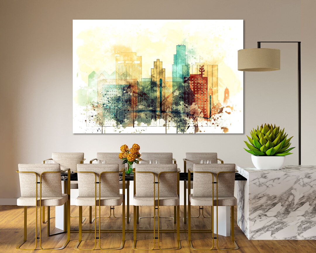Omaha Watercolor Canvas Prints Wall Art Omaha Artwork Living Room Wall Decor Omaha Bedroom