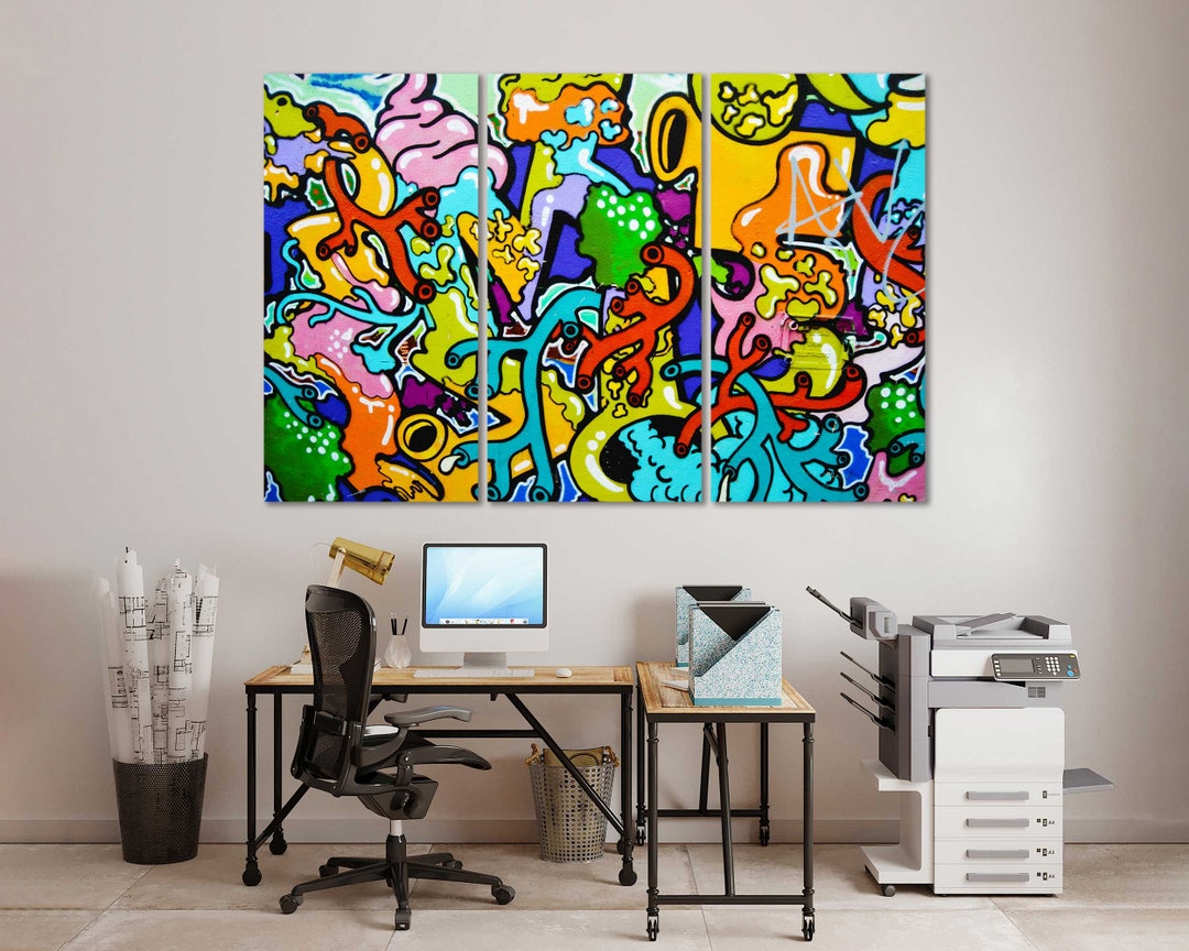 Abstract Graffiti Wall Art Print – Colorful Urban Street Art Poster ...