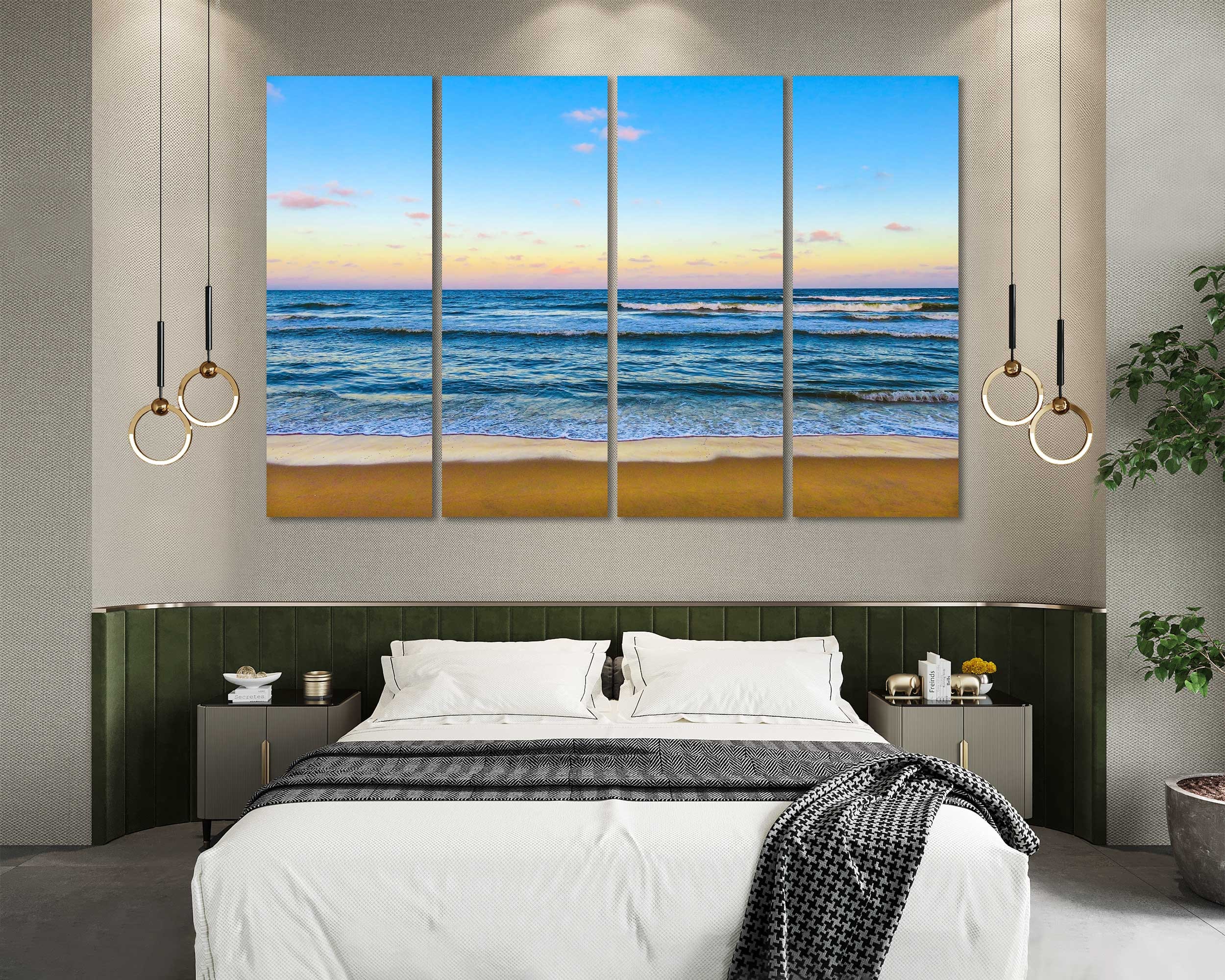 Canvas Set of Beach Beach living room art coast modern art | Etsy