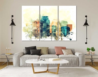 Grand Rapids Watercolor Canvas Prints Wall Art Grand Rapids Skyline Canvas Living Room Wall Decor Grand Rapids Bedroom Wall Decor Ideas