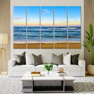 Canvas Set of Beach, Beach Living Room Art, Coast Modern Art Wall Decor ...