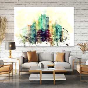 Singapore Watercolor Canvas Prints Wall Art World Famous Canvas Picture Living Room Decor Bedrooms Aquarelle Paintings Home Decoration image 5