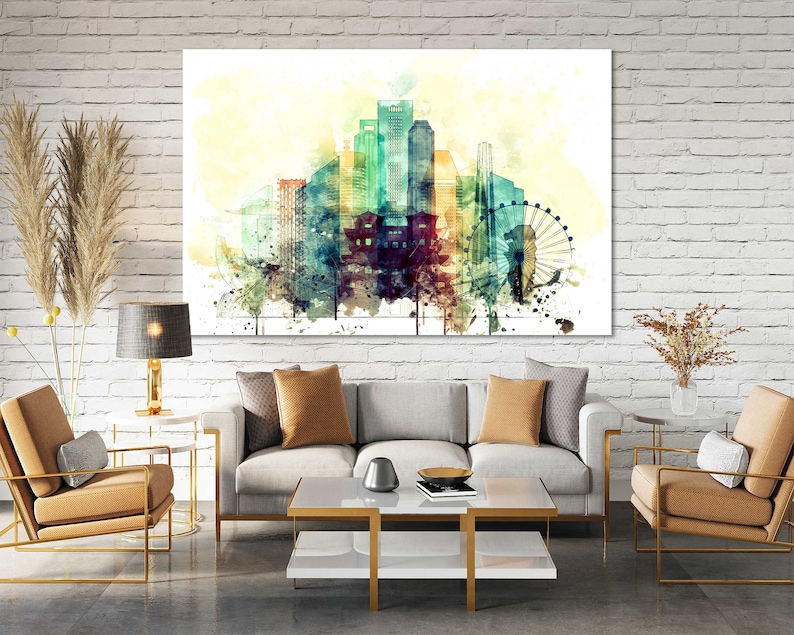 Singapore Watercolor Canvas Prints Wall Art World Famous Canvas Picture Living Room Decor Bedrooms Aquarelle Paintings Home Decoration image 5