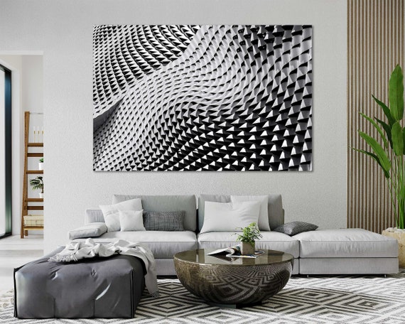 Canvas Set of Geometric Modern Abstract Art, Black & White ...
